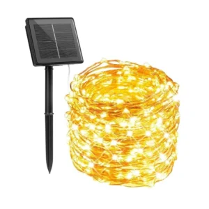 Lámpara Solar de Cobre 10 Metros con 100 Luces LED – Luz cálida
