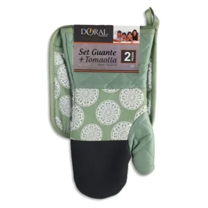 SET GUANTE + TOMAOLLA CON NEOPRENE DORAL (100% ALGODÓN/TWILL) - Verde