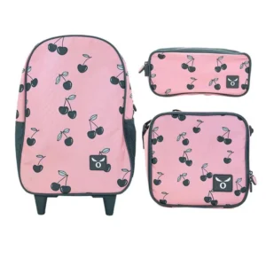 Pack Escolar Moose Kids Cherry – Mochila con Ruedas + Lonchera + Estuche