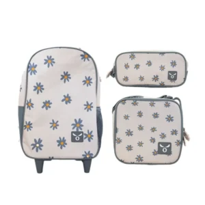 Pack Escolar Kids Flowers Moose Mochila con Ruedas + Lonchera + Estuche