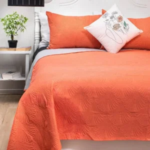 Quilt Hotpress Bicolor Doral 2 Plazas - Naranjo, Blanco