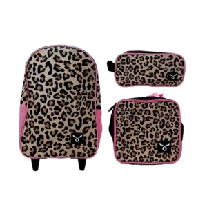 Pack Escolar Kids Cheeta Moose - Mochila con Ruedas + Lonchera + Estuche
