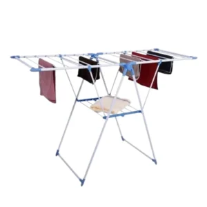 Tendedero de Piso Plegable de Acero Inoxidable Blanco y Azul | Ajustable 1.35 m