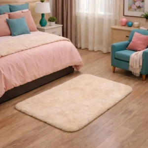 Bajada de Cama Tomisa 60 x 100 cm | Alfombra Decorativa Suave y Antideslizante - Beige