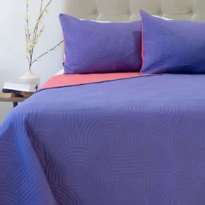 Cubrecama Quilt Hotpress Liso Bicolor 2 Plazas Doral | Abrigo y Estilo Moderno - Morado/Rosado