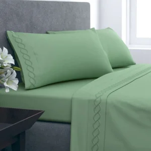 Juego de Sábanas Bordadas Golden Family 2 Plazas | 210 Hilos - Verde