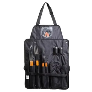 Set Parrilla Full 7 Piezas de Acero Inoxidable con Accesorios | Cuchillo, Pinza, Guante y Pechera