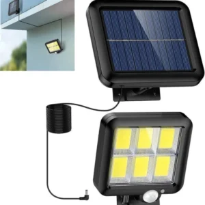 Lámpara Solar de Pared LED Alta Iluminación 260LM con Control Remoto – Batería de Litio 1200mAh y Cable de Extensión 5m