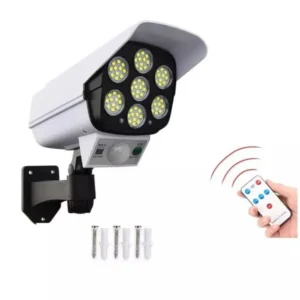 Foco Solar LED con Sensor de Movimiento 120° Tipo Cámara + Control Remoto
