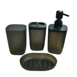 Set de  Baño 4 Piezas | Dispensador, Vasos y Jabonera | Diseño Moderno
