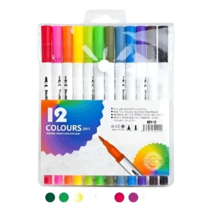 Bolígrafo Doble Punta Brush y Fineliner | Set 12 Colores