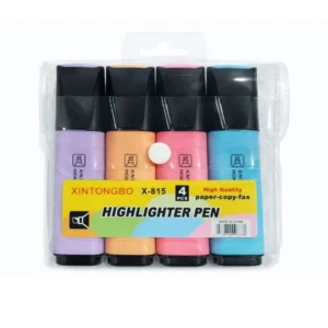 Set de 4 Destacadores Fluorescentes Pastel – Lila, Damasco, Rosa y Celeste | 12 x 3 cm