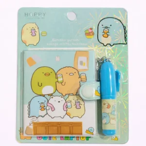 Libreta Pequeña 7x6 cm con Broche y Mini Lápiz | Cuaderno Cute Diseño Animado