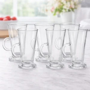 Set de 6 Tazas Cappuccino de Vidrio 245 ml – Resistentes al Calor, Diseño Elegante