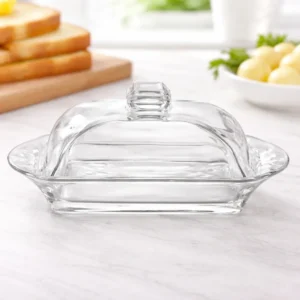 Mantequillero de Vidrio con Tapa – 17.2 x 10.5 x 9 cm Elegante y Resistente