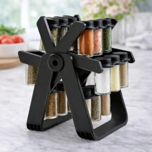 Especiero Tipo Carrusel De 18 Frascos Negro