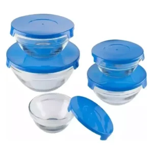Set 5 Bowls Hermeticos | Set 9cm, 10,5cm, 13cm, 14cm y 17cm - Tapa Azul