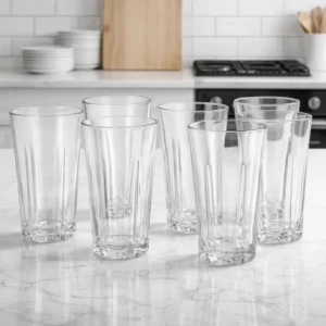 Set de 6 Vasos de Vidrio 300 ml | Vasos Altos Transparentes para Agua y Bebidas