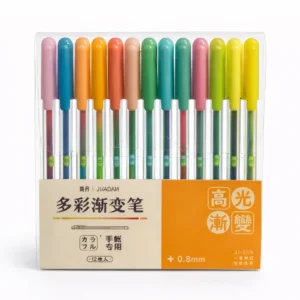 Set de 12 Bolígrafos Gel Multicolor Degradado 0.8 mm | Escritura Suave y Creativa