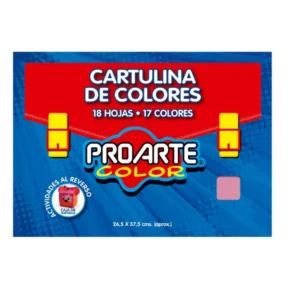 Cartulina de Colores Proarte – 18 Hojas, 17 Colores, 26,5 x 37,5 cm