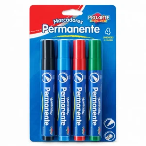 Marcadores Permanentes Proarte 4 Colores | Punta Redonda y Tapa Anti Asfixia