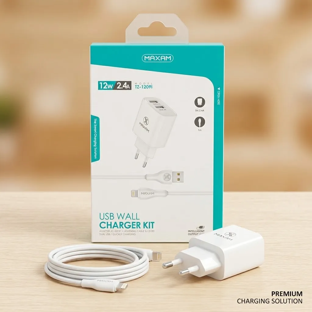 Cargador Pared USB Doble 12W 2.4A con Cable Lightning 1m